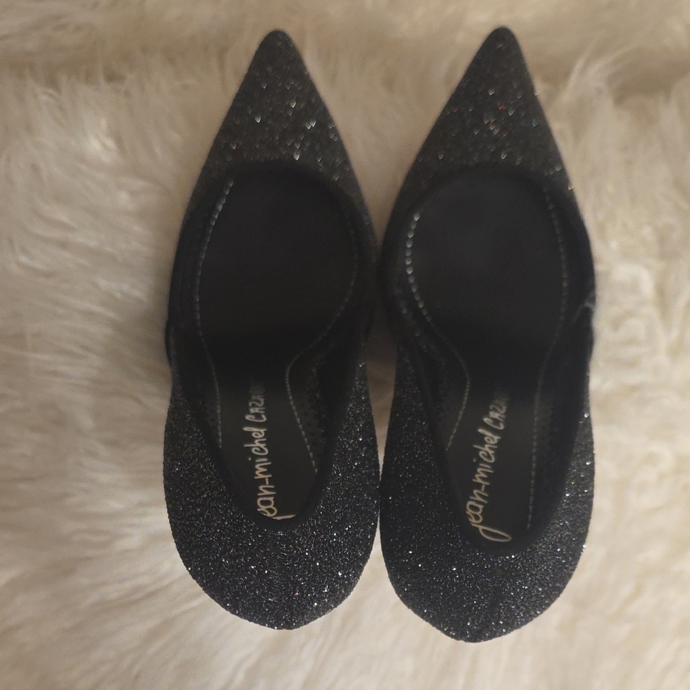 Jean-Michel Cazabat Black Glitter Pointed-Toe Stiletto Heels 4 Inches Heel 38.5 - Picture 8 of 15